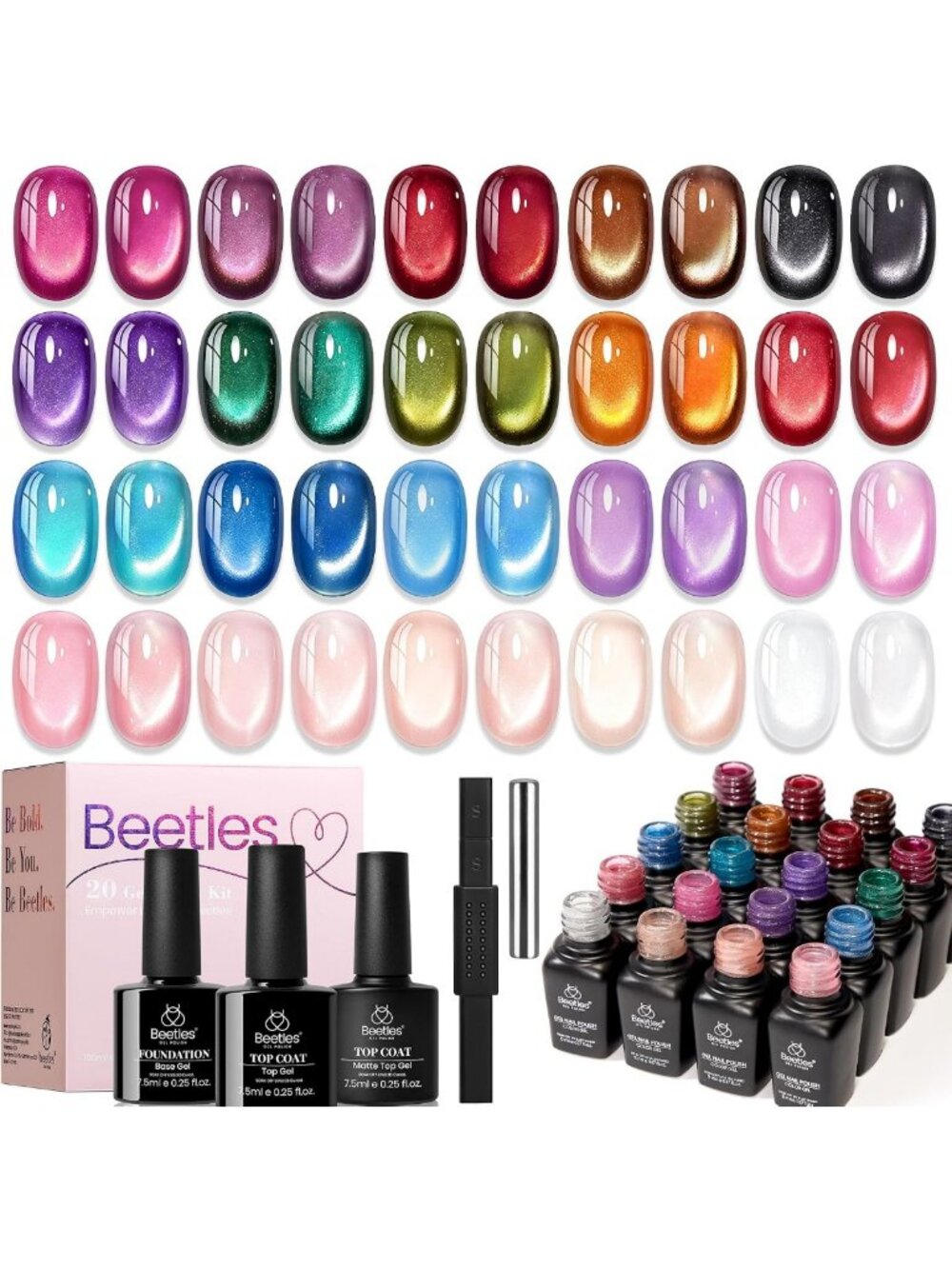 20 Colors Cat Eye Gel Nail Polish Set - Timeless Fall Collection, Long-Lasting